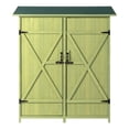 thumbnail image 2 of Outdoor Storage Cabinet with 3 Shelves, Double Lockable Fir Wood Garden Shed with Waterproof Roof, Vertical Tall Tool Shed for Yard Patio Lawn Green, 2 of 12