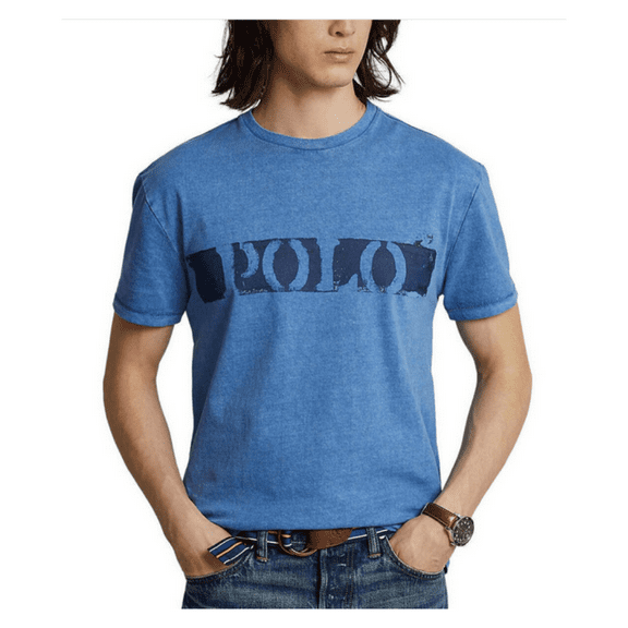 Polo Ralph Lauren Classic-Fit Short-Sleeve Distressed Logo T-Sirt, Blue, Sz S