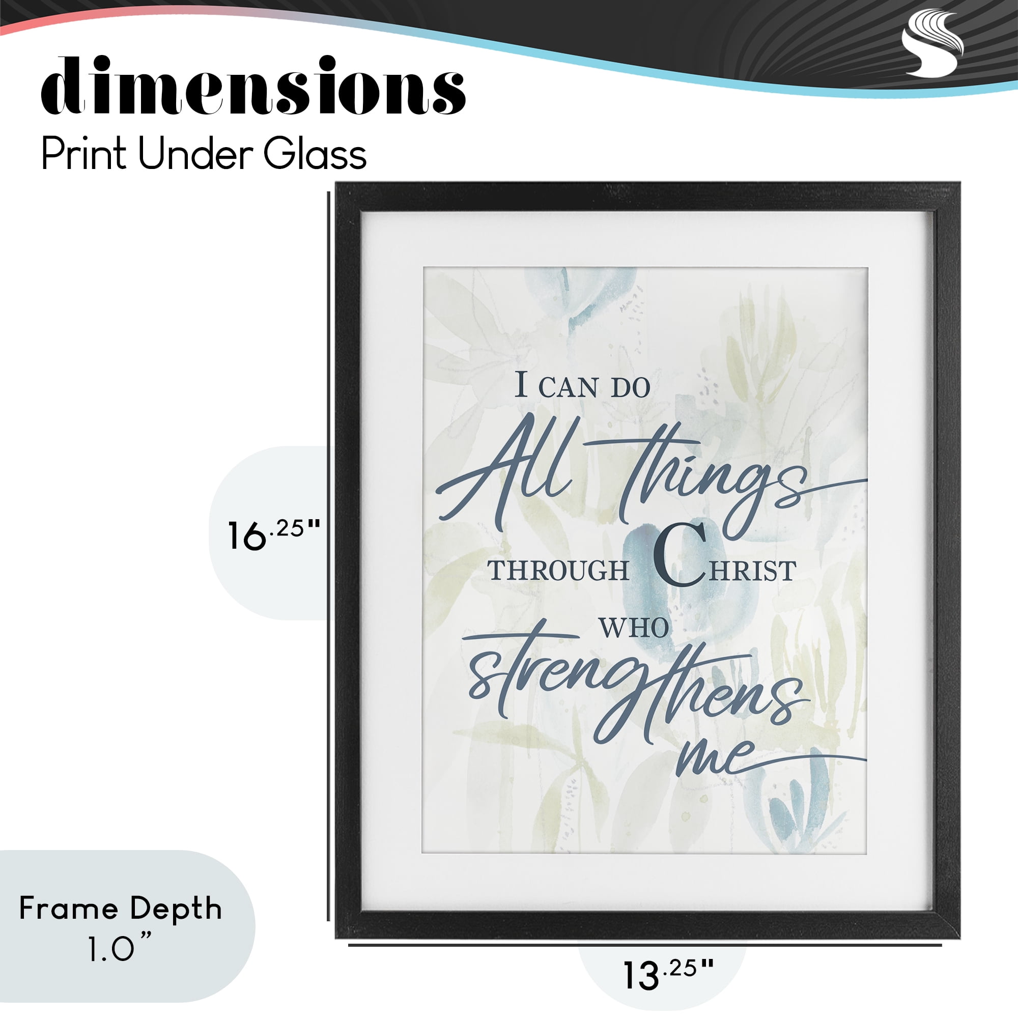 Stupell Industries All Things Through Christ Black Framed Print Under Glass, design by Krinlox
