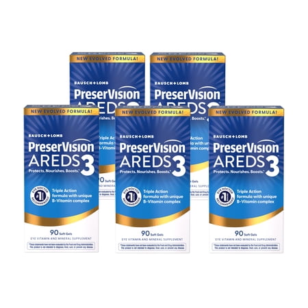 PreserVision AREDS3 Eye Vitamins, #1 Recommended Brand, AREDS2 Formula with Additional 8 B-Vitamin Complex, Promotes Healthy Cellular Eye Function, 3-in-1 Macular Supplement, 90 Softgels 5 Pack