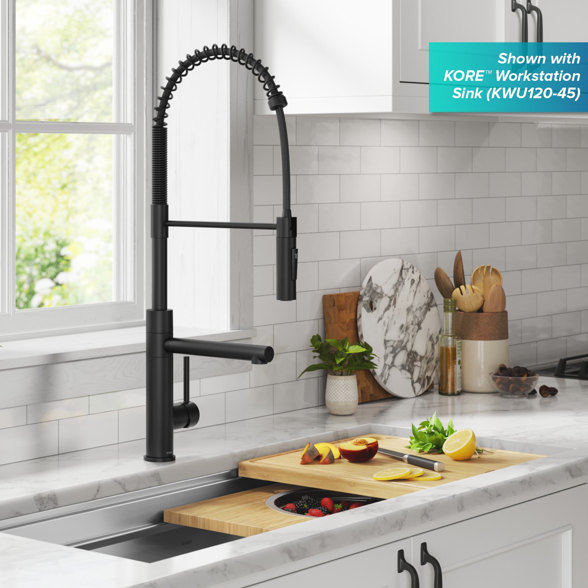 Kraus Artec Pro Commercial Style Pull-Down Single Handle Kitchen Faucet with Pot Filler in Matte Black