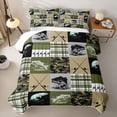 thumbnail image 2 of meiyoeat Rustic Outdoor Fishing Bed Spread Queen for Men Boys, Vintage Forest Plaid Camo Queen Coverlet Set, Olive Green, 3-Piece, 2 of 7