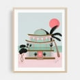 thumbnail image 2 of Beach house - Illustration Beach House Art Deco Retro Palm Tree Pastel Minimalist Tropical Unframed Wall Art Print 22 x 28 inches, 2 of 13