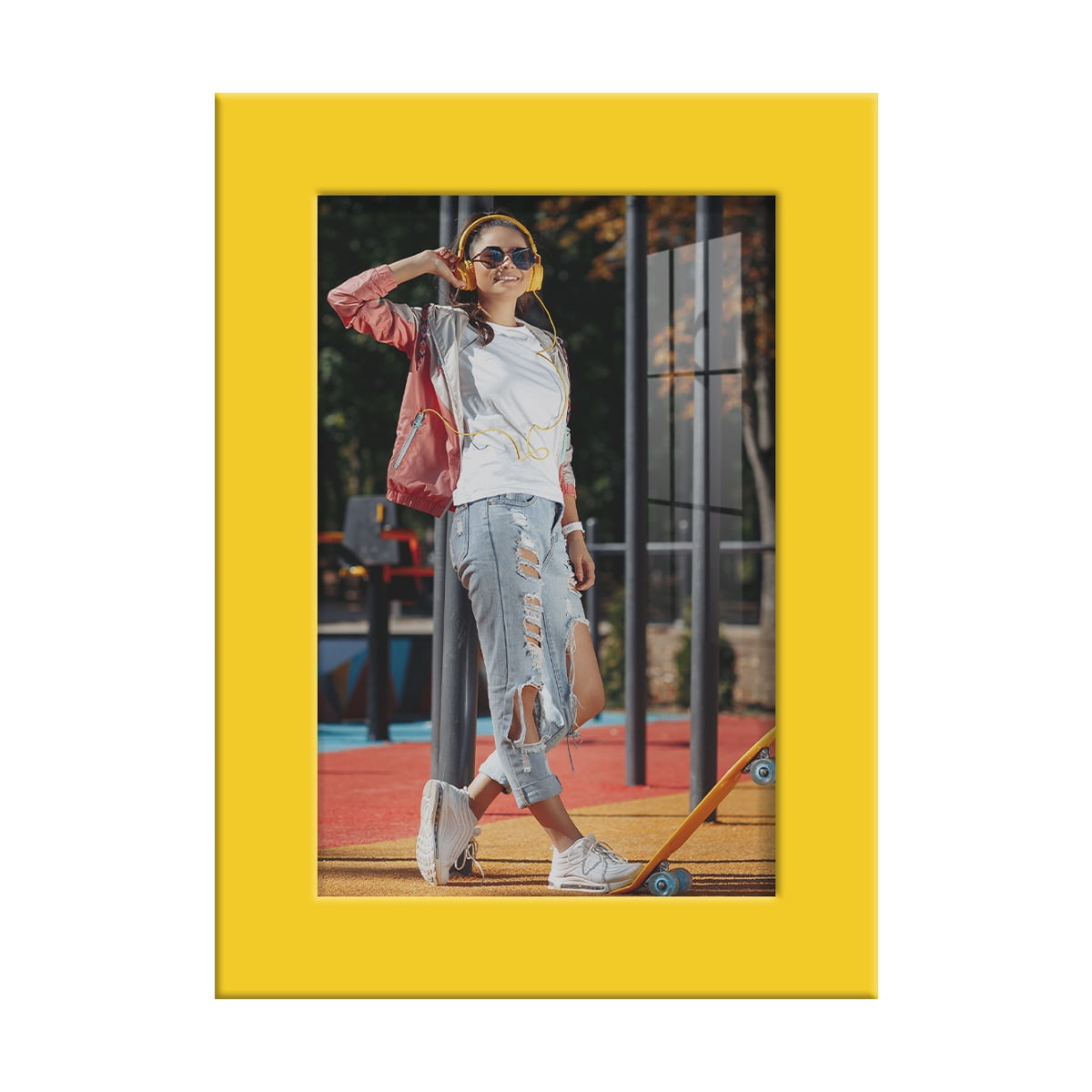 Modern Real Wood 4x6 inch Picture Frame in Yellow
