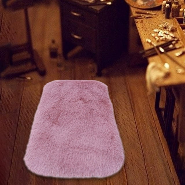 Alfombra de felpa en miniatura a escala 1:12 Hugo Óvalo rosa