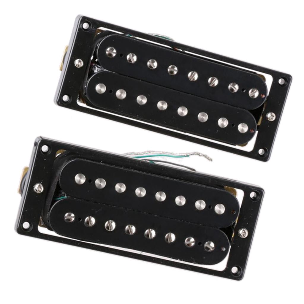 2 Pieces 8 String Electric Guitar Pickup Neck Bridge Pickup Set, Black