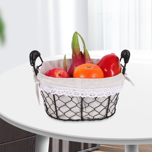 unbranded Cesta De De Hierro Con Doble Asa Para Pan Y Almacenamiento Multiusos