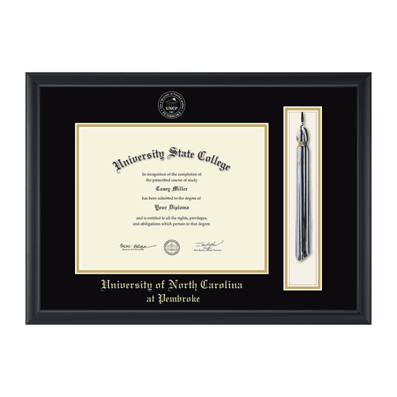 Framerly - UNCP Tassel Diploma Frame with Black and Gold Mat