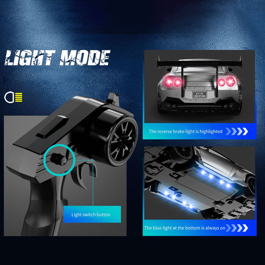 1:20 Scale High-Speed Remote Control Drift Car with Realistic Lights, 2.4GHz 4WD RC Stunt Car, 50-80m Range, USB Rechargeable, Ready-to-Run Racing Toy for Teens & Adults
