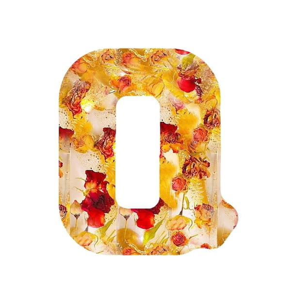 LUVCLS Luz de noche de resina floral Wmool, letras de resina de flores prensadas con luz LED, luz LED de espejo con nombre personalizado, luz de noche LED con estampado de flores, lámpara de letras