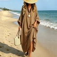 thumbnail image 4 of Guieoi Womens Dresses Plus Size Checkered Casual Loose-Fit V-Neck Maxi Beach Dress Yellow M, 4 of 9