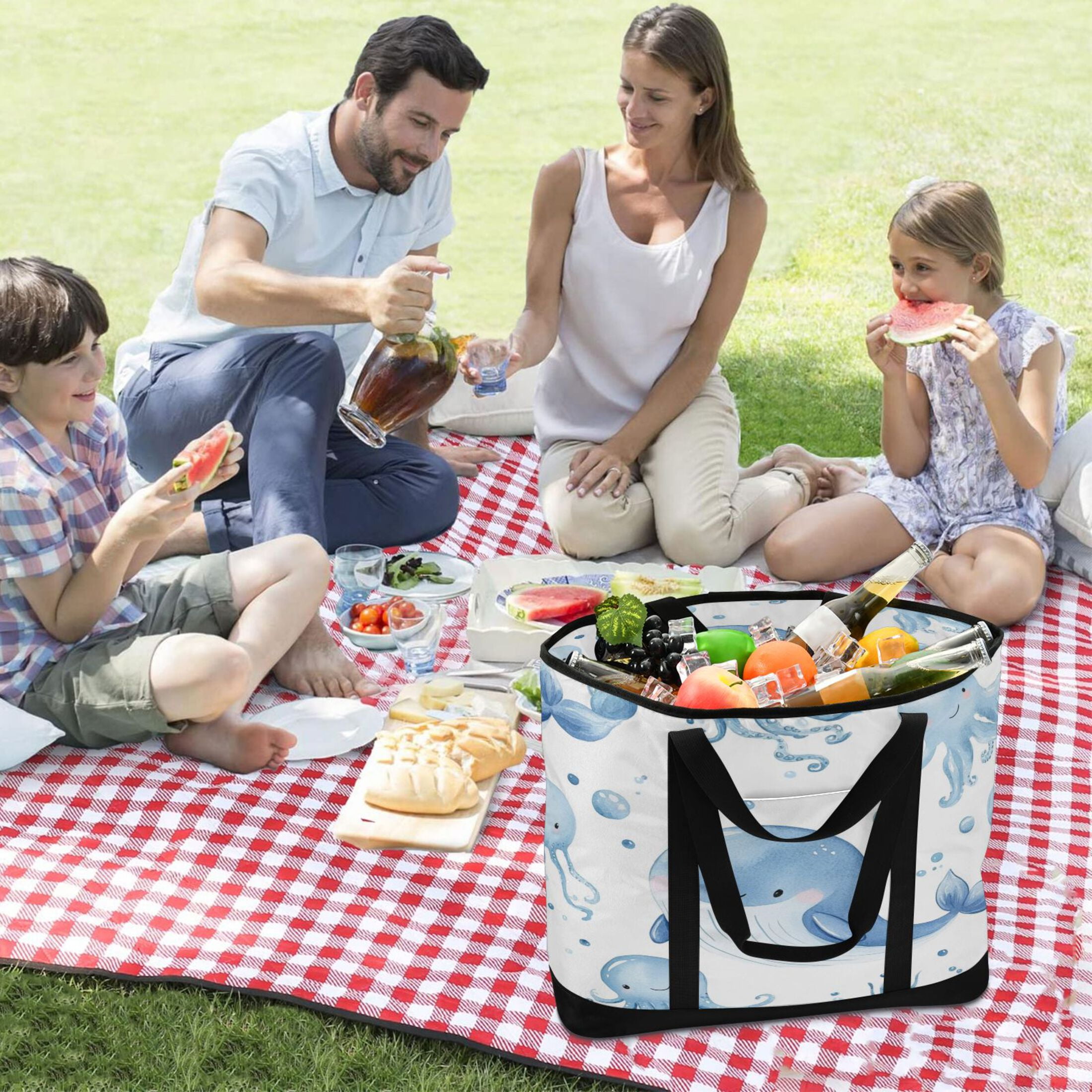 Large Hand-held Ice Pack Picnic Bag Insulation and Refrigeration Suitable for Shopping Picnics and Camping Super Cute Little Whale