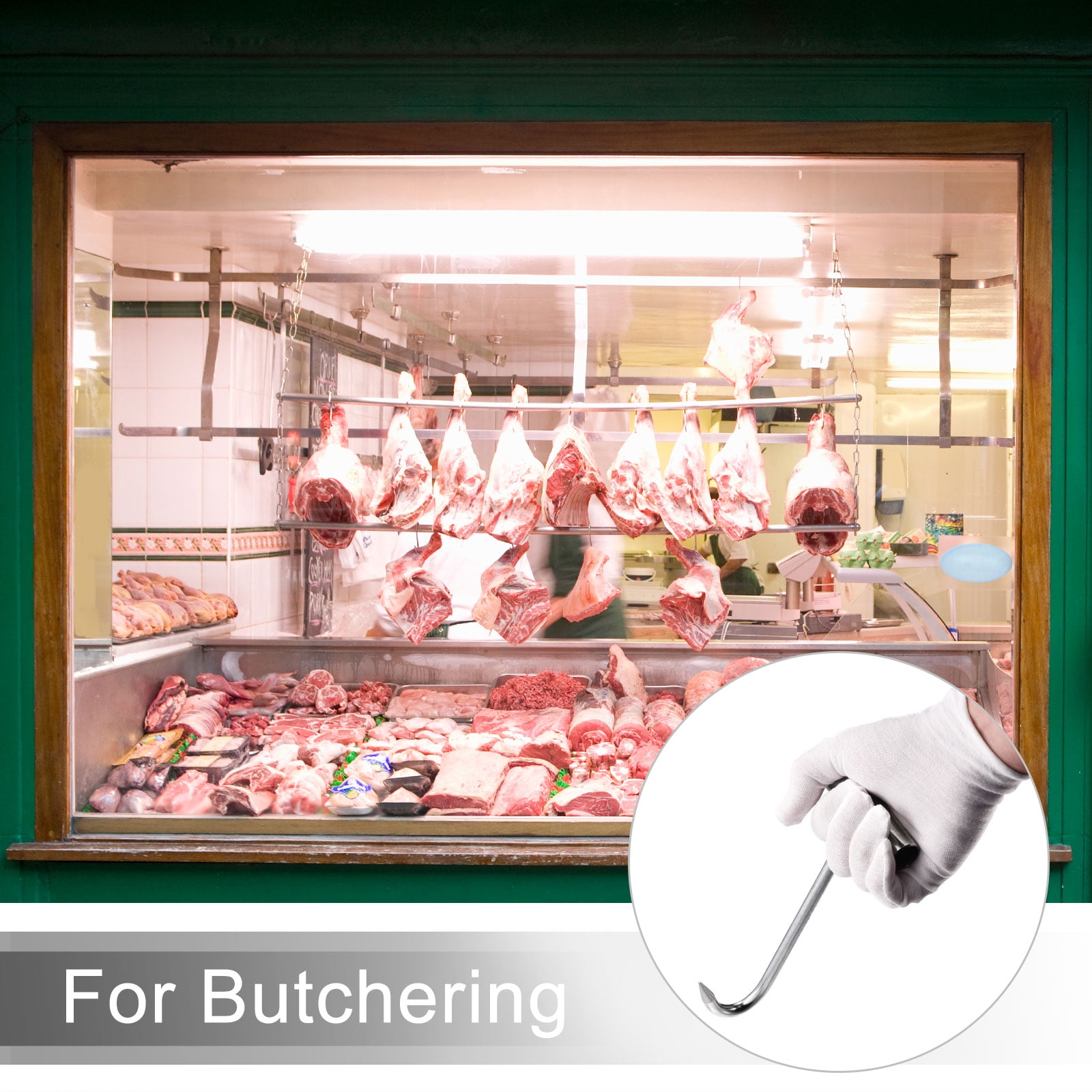 Unique Bargains T-Handle Meat Boning Hook Stainless Steel T Hooks for Kitchen 15.35"
