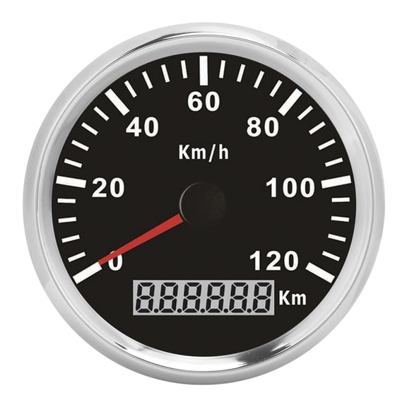 3-3/8 inches / 85 mm Waterproof GPS Signal Speedometer 0-120KM / H Digital Trip Counter Red Backlight Odometer Gauge for Ship Yacht Boat Motorcycle