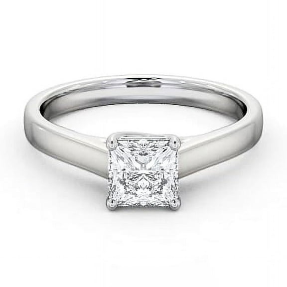 Alpha Jewelry 1.8 Ct Princess Cut Moissanite - 14K White Gold Plated Rings - Promise Rings for Women's - WeddingProng Setting Rings - Causal Office Wear Rings