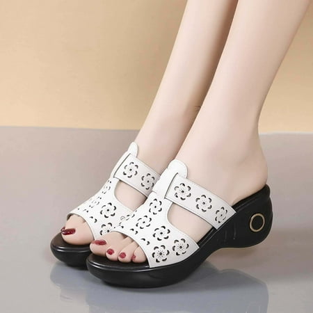

Zunfeo Womens Sandals- Fashion Casual Thick Bottoms Outdoor Sandals Open Toe Sandals Wedge Sandals Couple Slippers White 7