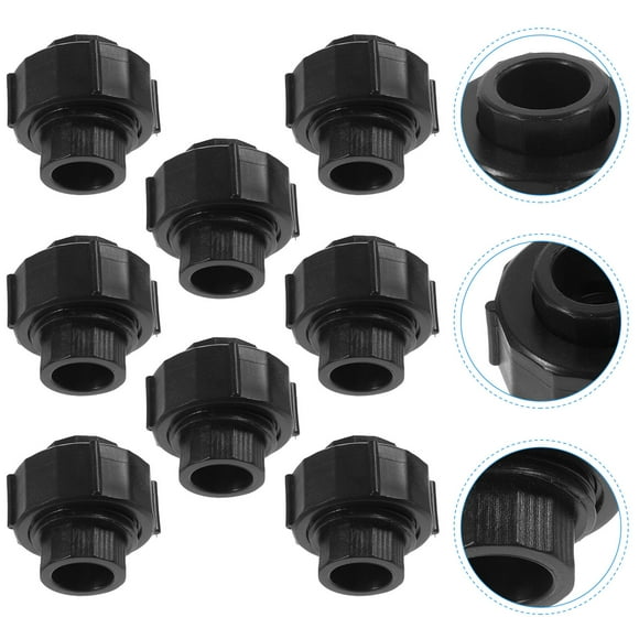 WHAMVOX 8pcs Pipe Union Fittings Water Pipe Fitting Black PE Water Flow Control