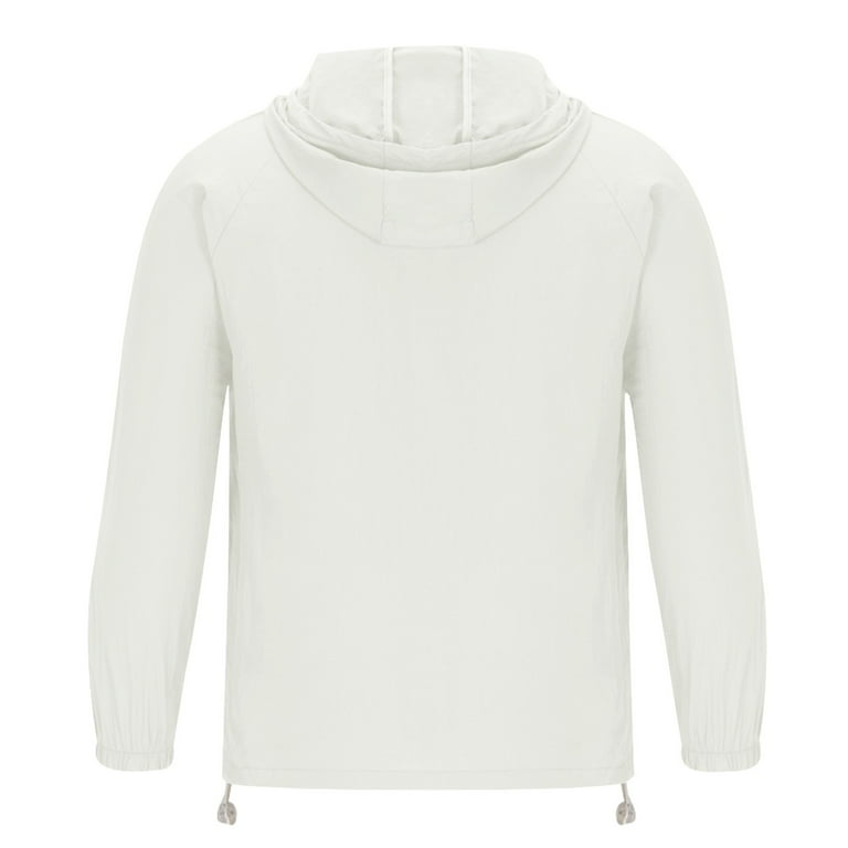 Flash Deal SSAAVKUY Men's Reflective Piping Splice Long Sleeve Drawstring  Windbreaker Jacket with Hood White 6