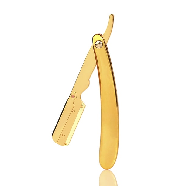 Maquinilla de afeitar 1 afeitadora manual tradicional profesional de borde recto de acero inoxidable afilada navaja de afeitar plegable cuchillo de afeitar barba para hombres barbero masculino uso dom