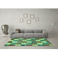 thumbnail image 3 of Ahgly Company Machine Washable Indoor Rectangle Checkered Turquoise Blue Modern Area Rugs, 2' x 5', 3 of 4