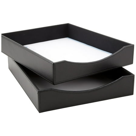 Realspace® Faux Leather Paper Tray, Black