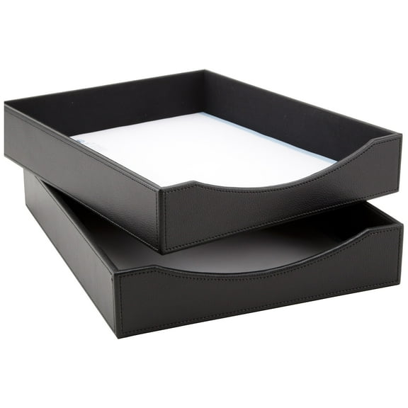Realspace® Faux Leather Paper Tray, Black
