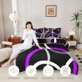 thumbnail image 4 of Manfei Black Purple Circle Full Size Comforter Sets,Aesthetic Minimalist Bedding Comforter Set, Black Reversible 3-Piece, 1 Comforter and 2 Pillowcases, 4 of 6