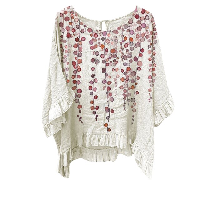 Pompotops Femmes Été Casual Col Rond Manches Courtes Fleur Impression en Vrac Chemise Tops Dégagement