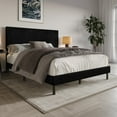 thumbnail image 2 of Home Design Osceola Twin Luxurious Corduroy Upholstered Panel Bed Frame for Adult, Black, Easy Assembly, Box Spring Required (Sold Separately), 2 of 12