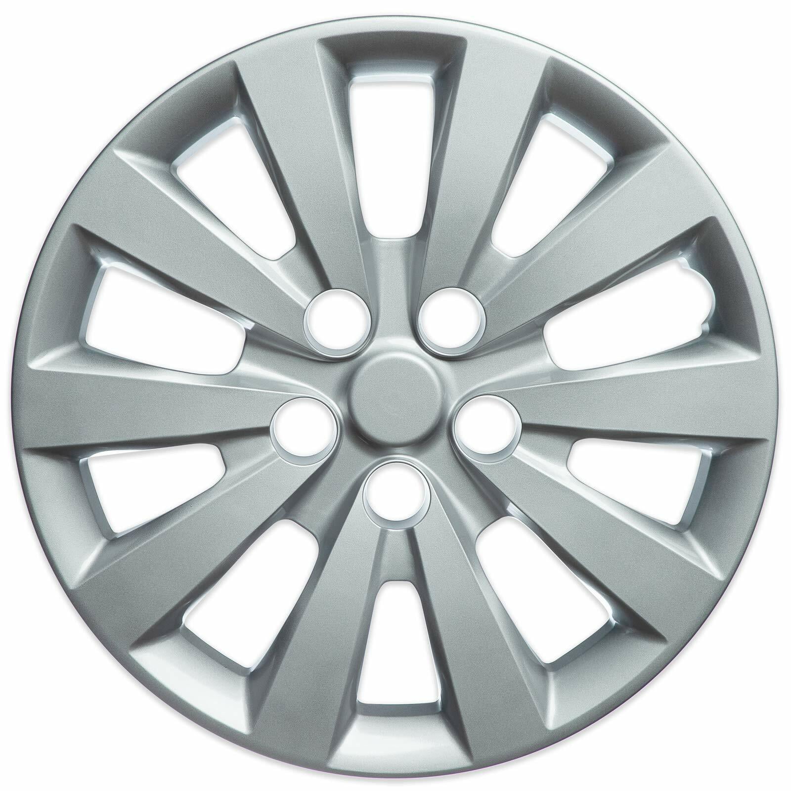 Fuel Rider Set of 4 16 inch Silver Snap-On Hubcaps With 10 Spoke Compatible With 13-19 Nissan Sentra S 2013-19 Sentra SV Standard Steel Wheel Covers
