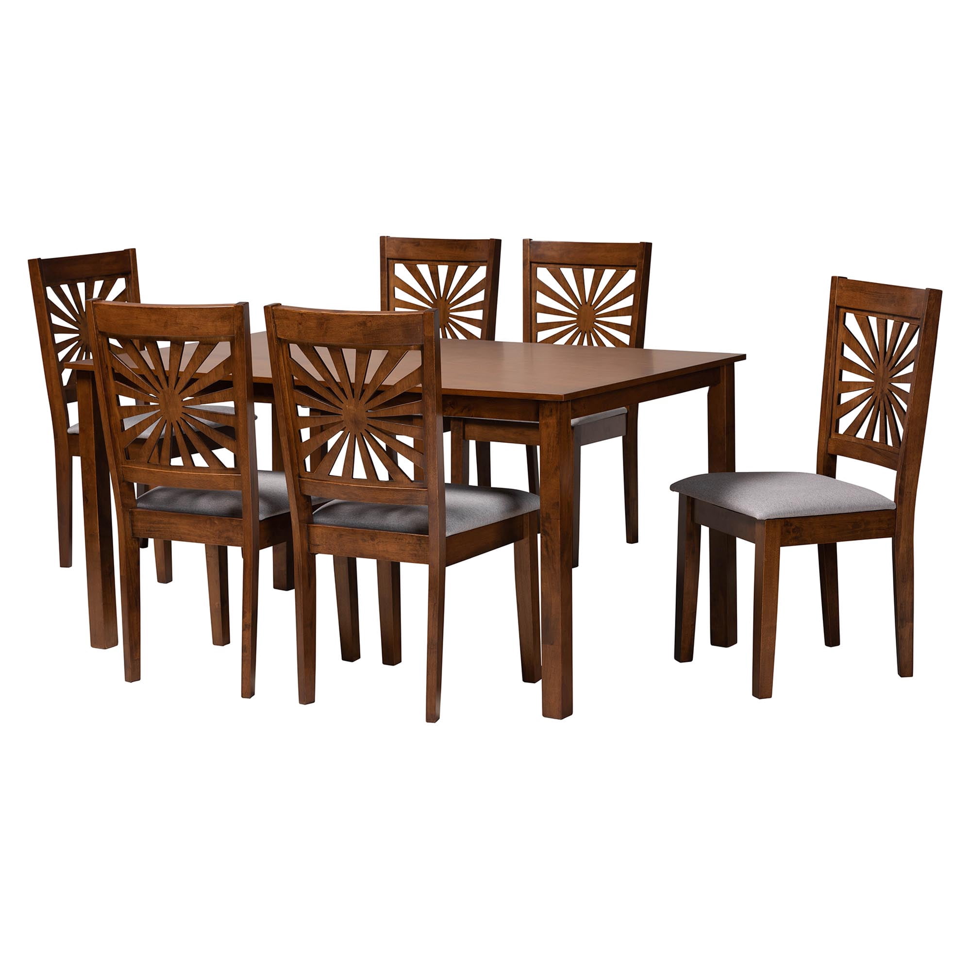 Baxton Studio Olympia Modern Dining Set, 7-Piece, Walnut Brown