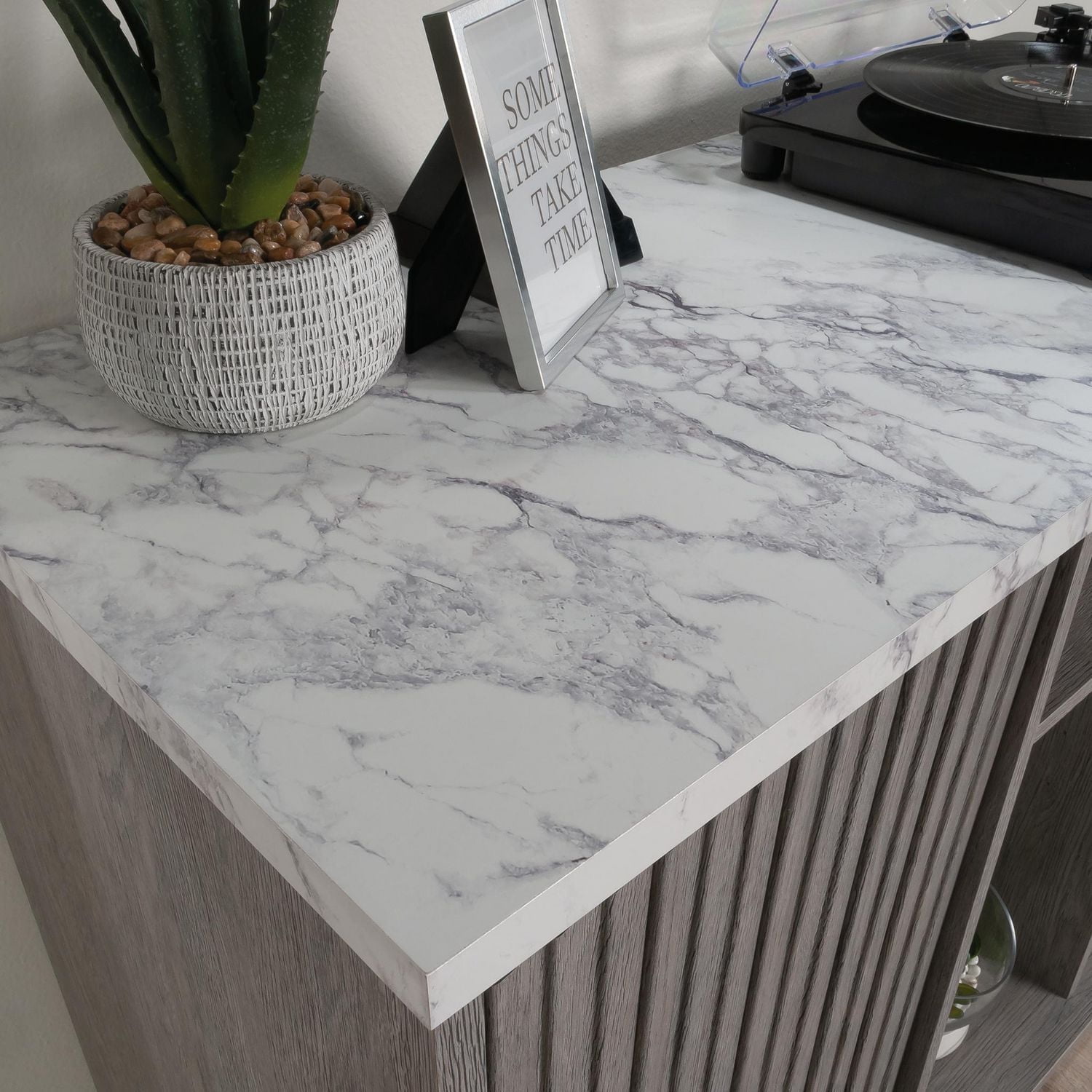 Sauder La Collection East Rock Meuble de rangement décoratif, Finition Ashen Oak, 431762