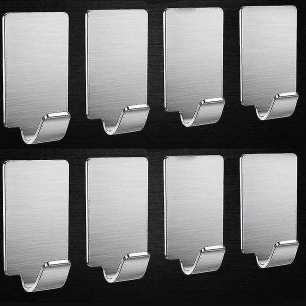 8 ganchos de pared autoadhesivos para toallas, de acero inoxidable, para cocina y baño.
