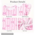 thumbnail image 3 of Beezizac Teen/Little Girls Nightgown - Summer Ruffle Short Sleeves Sleepwear Cute Bow Striped Print Nightdress Pajama Size 10, 3 of 8
