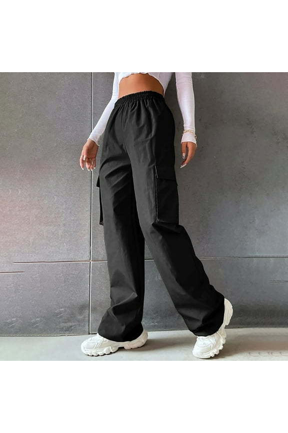 Women's Casual Pants Cowboy Pocket Straight Cylinder Overalls Solid Color Alt Clothing Alternative Clothing