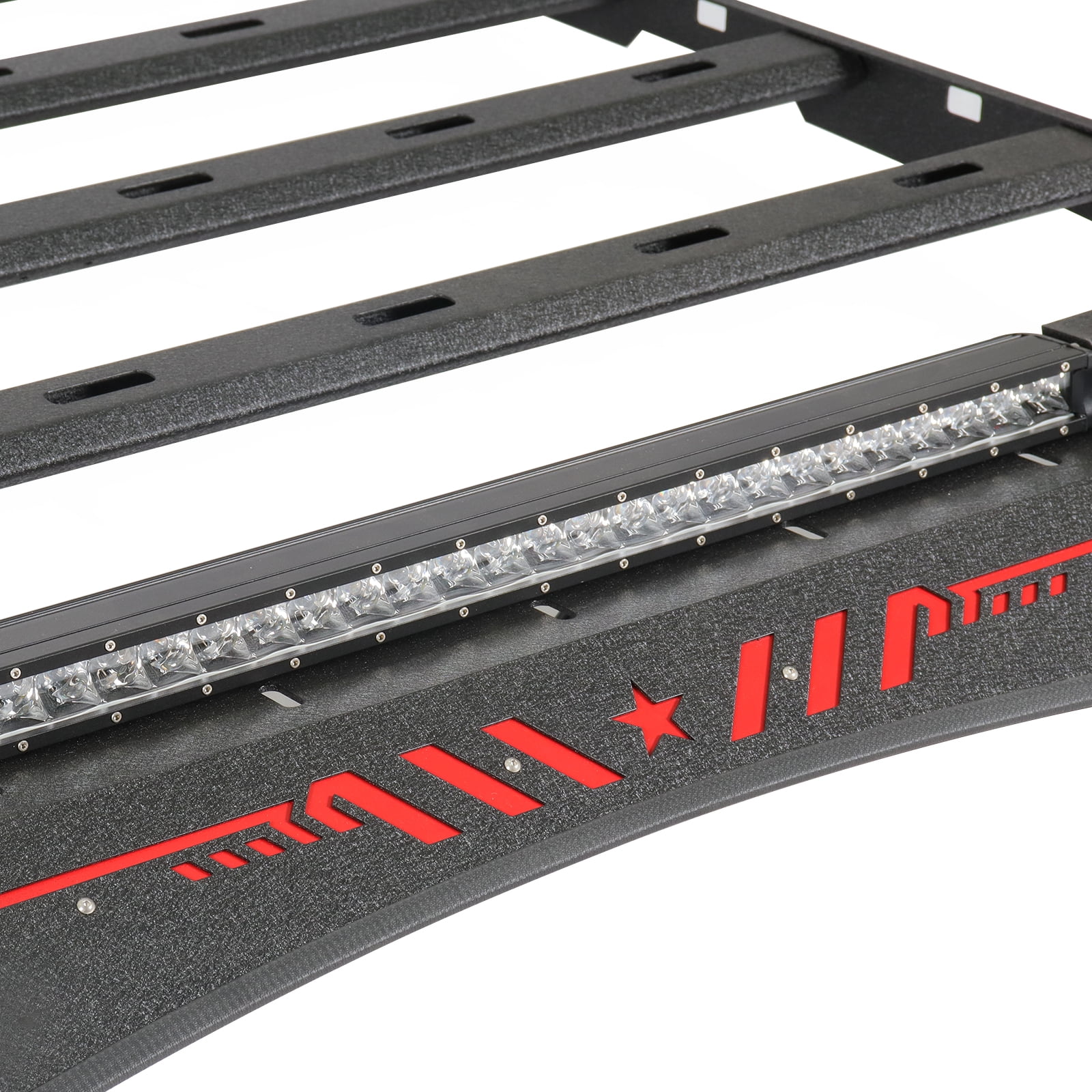 TOKMOWIN Auto Platform Style Roof Rack Compatible with 2005-2023 Toyota Tacoma Double Cab w/ 130W LED Light Bar| for Models with Hard Top | Cargo Storage Carrier for Outdoor Gear