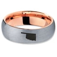 thumbnail image 2 of Tungsten Oklahoma Sooner State Band Ring 7mm Men Women Comfort Fit 18k Rose Gold Dome Brushed Gray Polished, 2 of 4