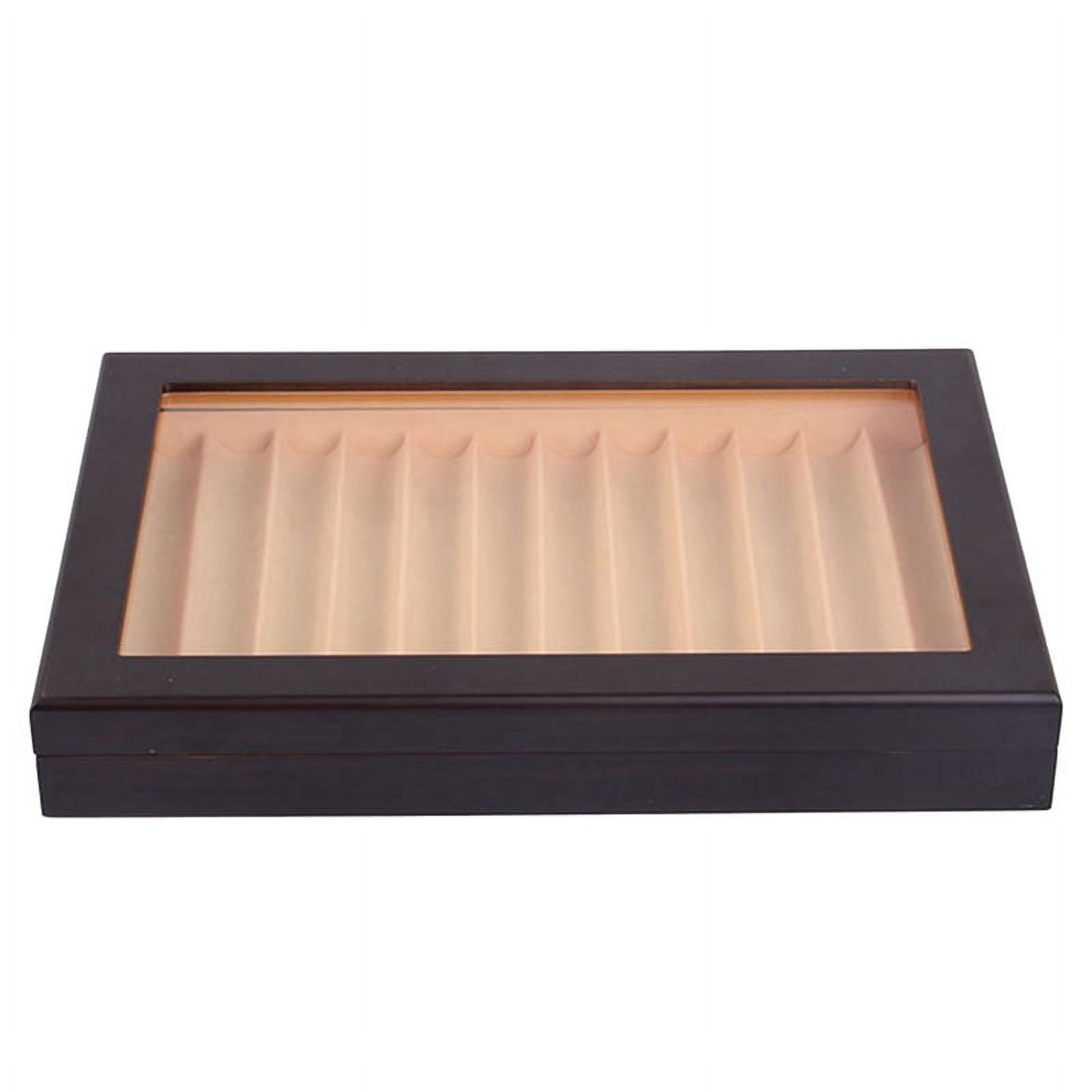 2X 12 Grid Wooden Pen Display Case Storage Luxury Fountain Case Transparent Window Pen Box-Collection Organizer Ebony