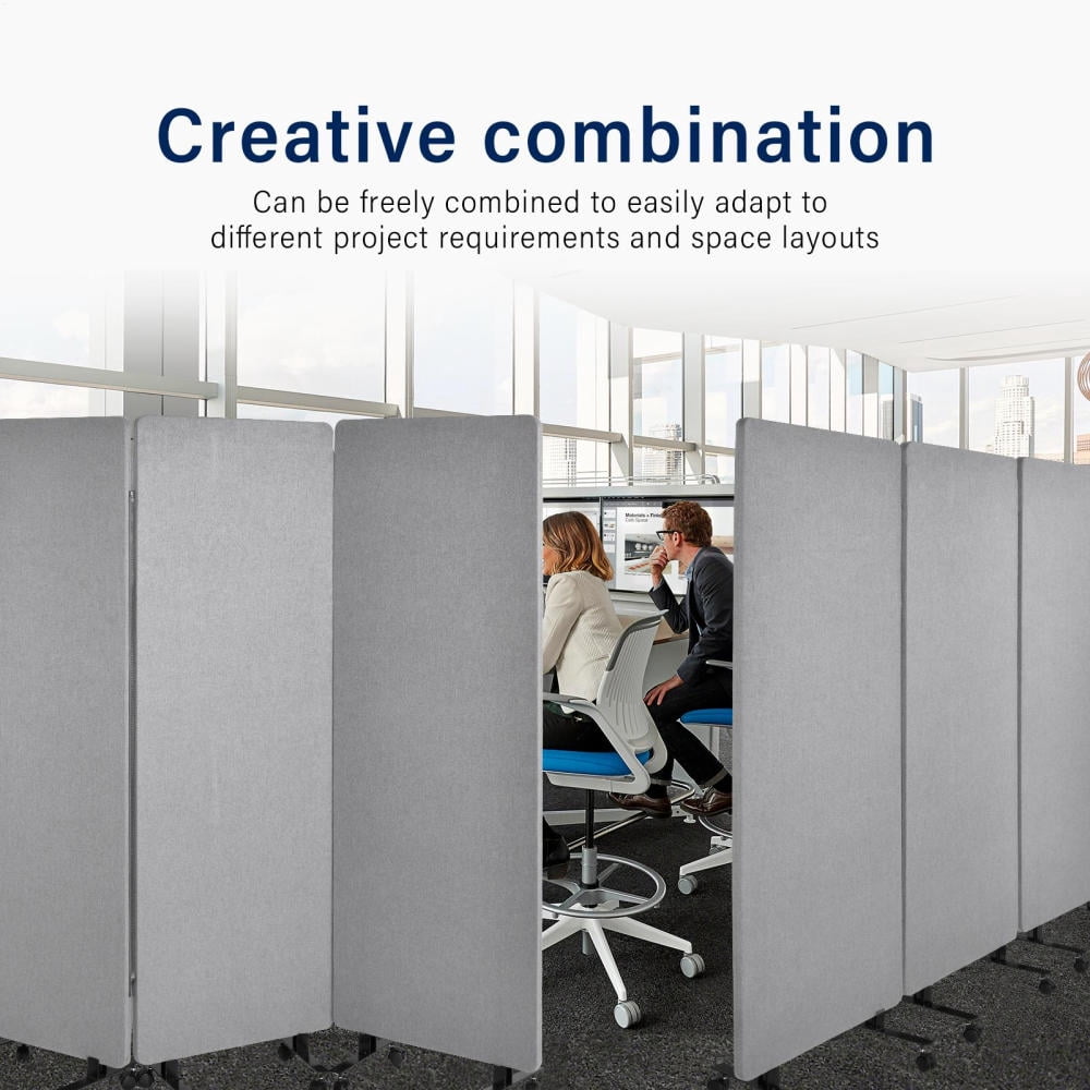 Acoustic Privacy Screen with Wheels - Sound Deadening Portable Room Divider for Small Spaces - Freestanding Noise Blocking Partition Wall Panel