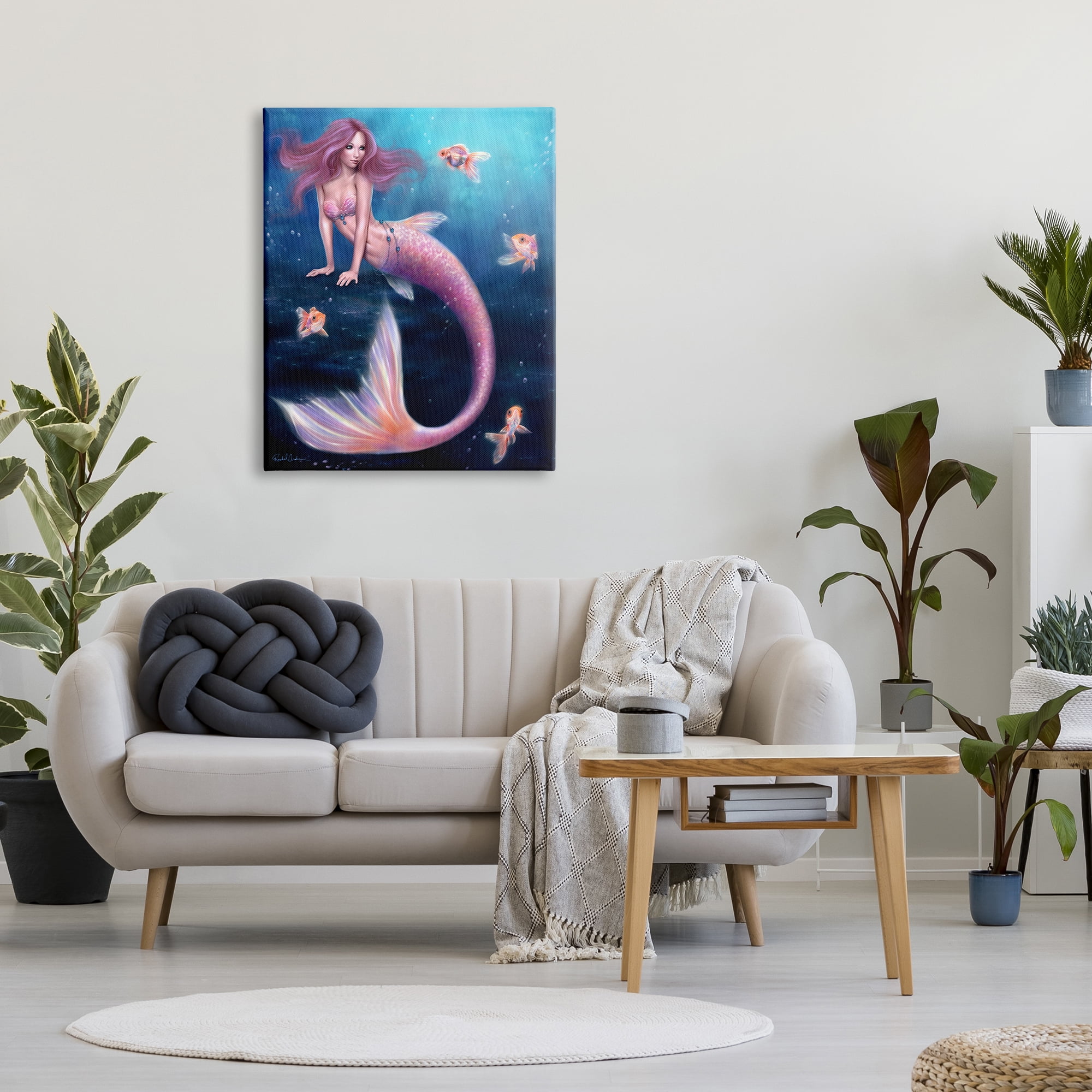 Stupell Industries Aurelia Mermaid in Sea Fairy Tales & Fantasy Painting Gallery Wrapped Canvas Art Print Wall Art, 30 x 40