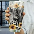 thumbnail image 5 of Bull Skull Tumbler Sunflower Leopard 20 Oz With Lid, Sunflower Cow Cups Tumbler , Sunflower Coffee Mugs , Cow Themed Gifts For Women , Double Wall Insulated Stainless Steel Travel Mug…, 5 of 6