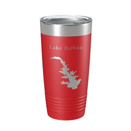

Lake Balboa Map Tumbler Travel Mug Insulated Laser Engraved Coffee Cup Hot Springs Village Arkansas 20 oz Red