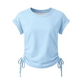 thumbnail image 3 of WOYY Girls Summer Short Sleeve T-Shirt Casual Solid Side-Drawstring Tunic Top, Sizes 8-9, 3 of 3