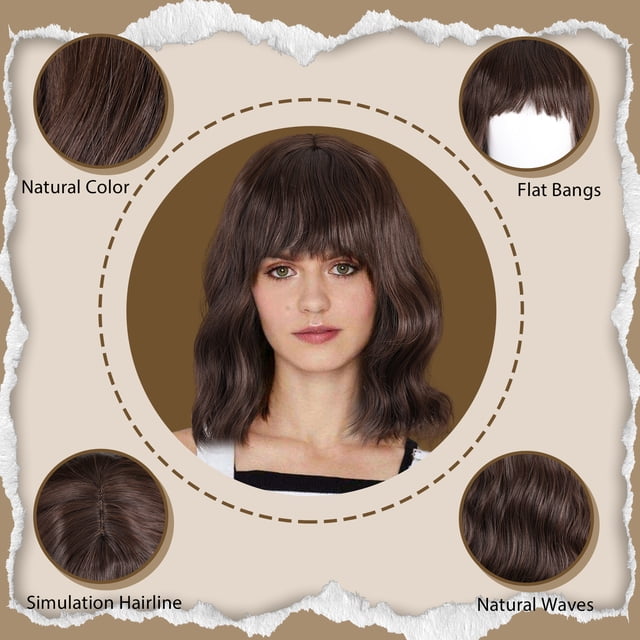 Decodeary Apparence Réaliste Cheveux Bouclés pour Femmes Ressemble à des Boucles Naturelles Perruque Courte avec Frange Grise
