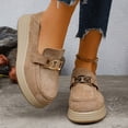 thumbnail image 2 of Orthopedic Loafers Shoes for Women Suede Arch Support Platform Slip on Round Toe Wide Width Lightweight Boat Shoes Khaki Size 6.5, 2 of 6