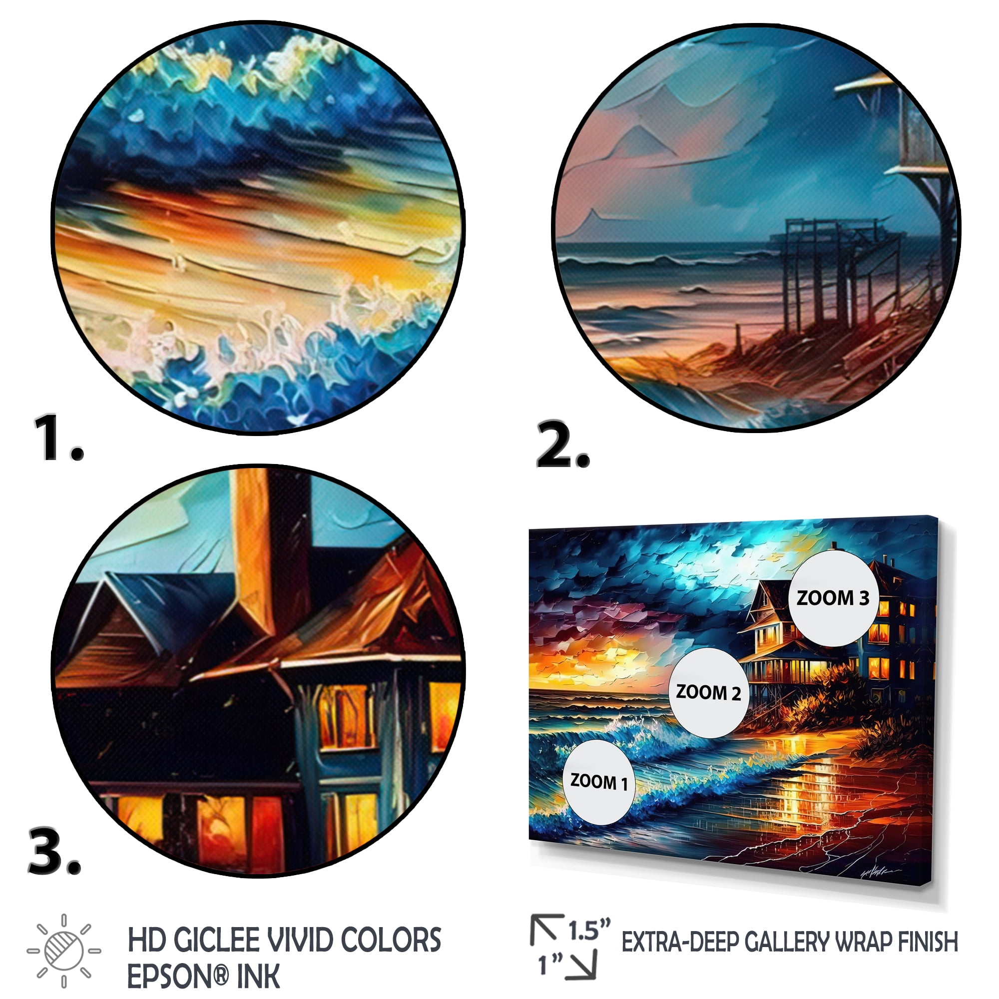 Designart Colorful Beach House II Canvas Wall Art