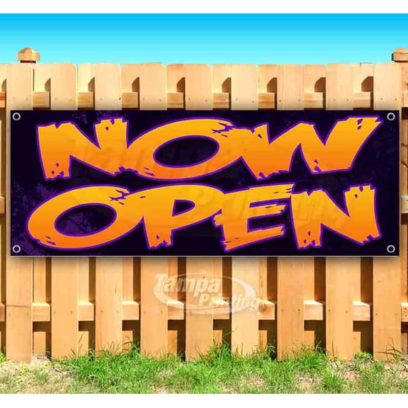Now Open 13 oz Vinyl Banner With Metal Grommets