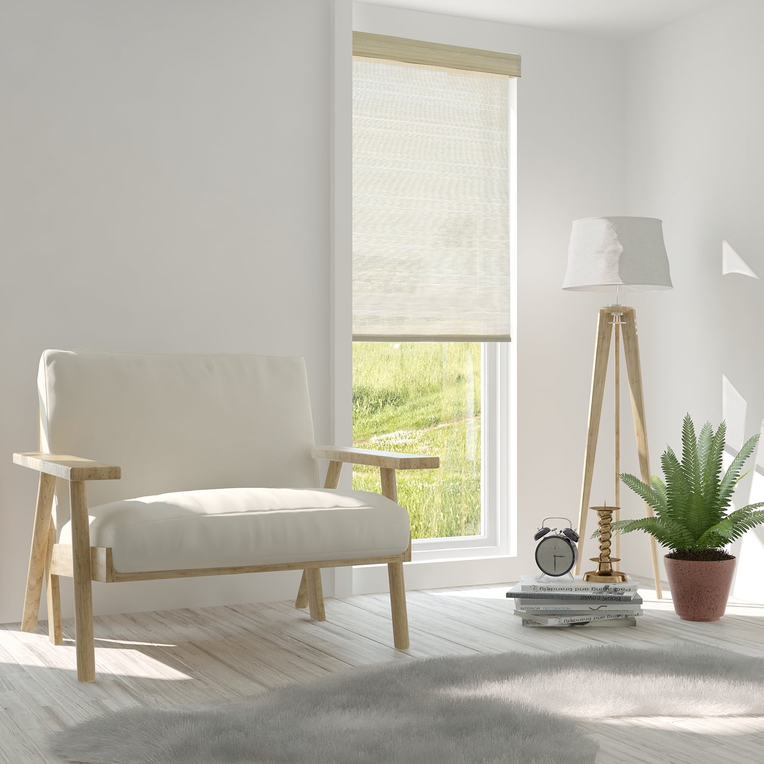 Chicology Privacy & Natural Woven Free-Stop Cordless Roller Shades