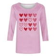 thumbnail image 2 of RXMEKW Haut à Manches 3/4, Motif Cœur pour Femmes, Col Rond, Manches Mi-Longues, T-Shirt Décontracté, 2 of 5