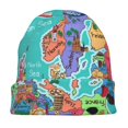 thumbnail image 7 of Naloa Cartoon Map Of Europe Soft Beanie Hat, Knit Beanie Daily Beanie in Fine Knit for Women Men Winter Travel, Outdoor, 7 of 7